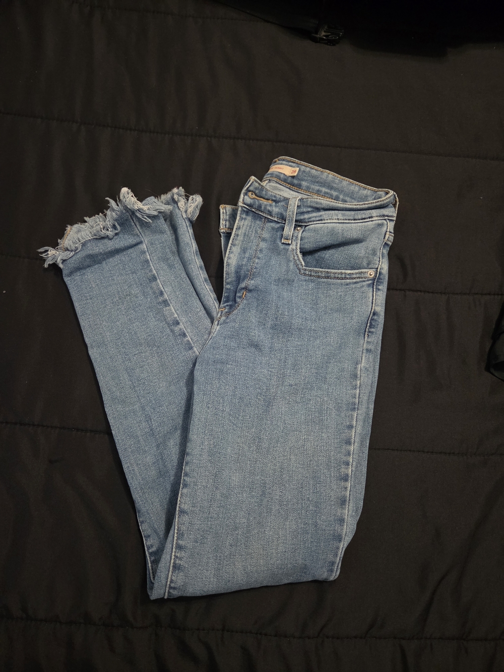 Levi's Light Blue High-Rise Skinny Jeans with Frayed Hem